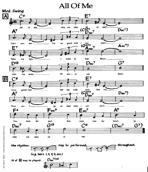 Figure 1 “All of Me” lead sheet