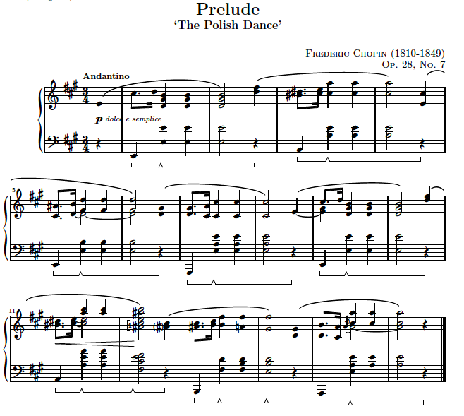 Prelude in A Major Polish Dance by Frederic Chopin