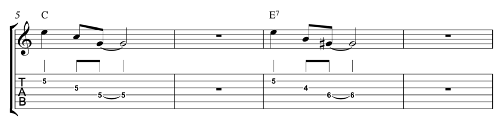 Same rhythmic phrase but starting from the 3rd of the arpeggio