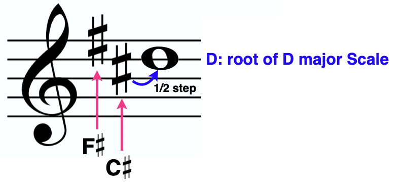how to know D major key signature