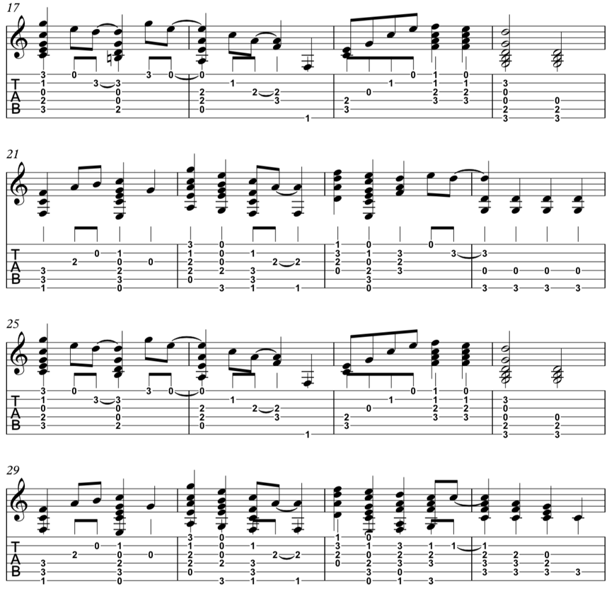 bars 17 32 can you feel the love tonight solo guitar