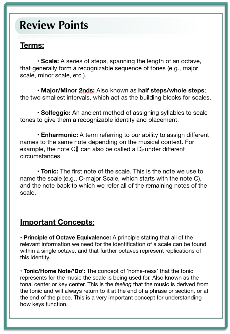 Review Points of Scales Article | Liberty Park Music review points scales