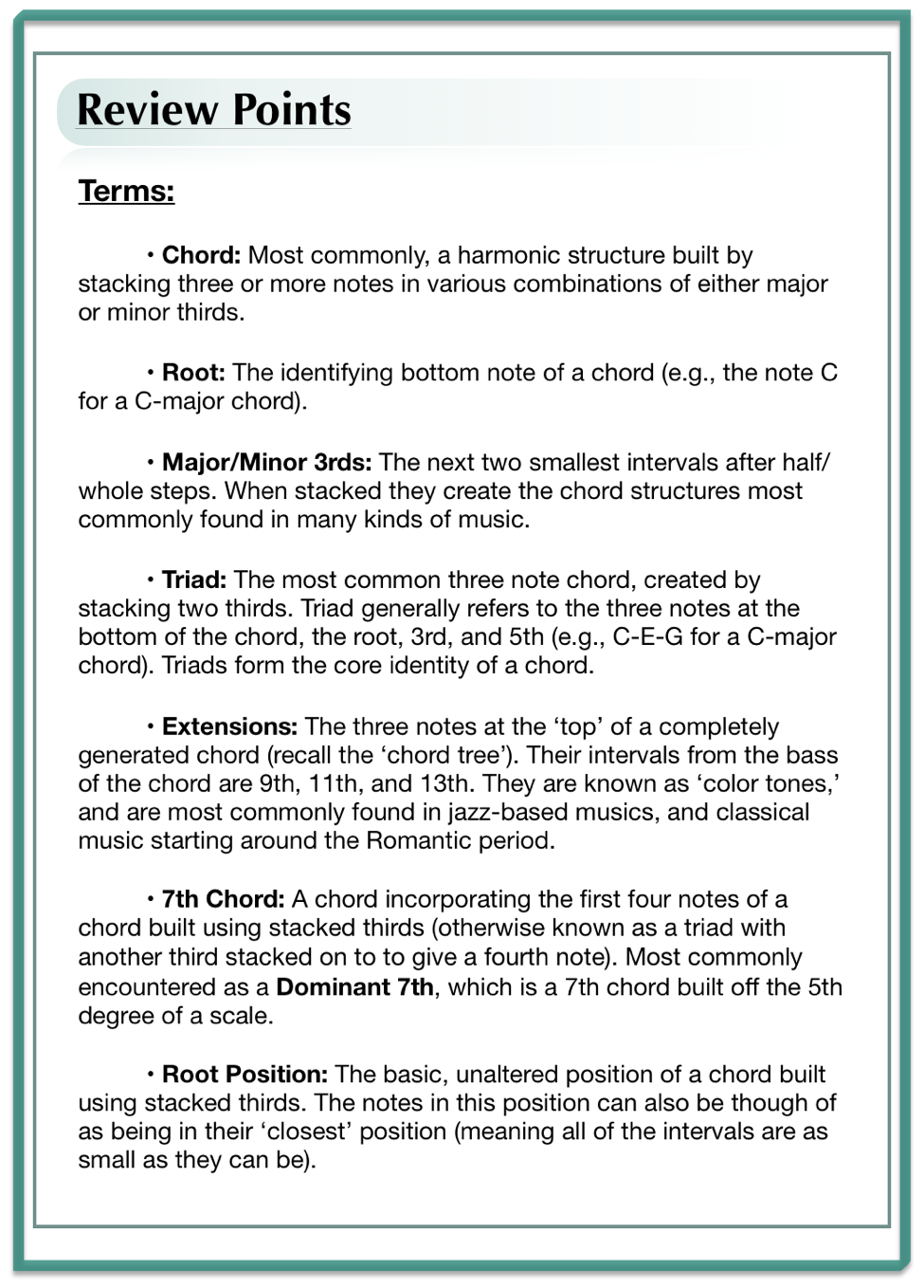 Review Points of Chords Part 1 | Liberty Park Music review points chords 1