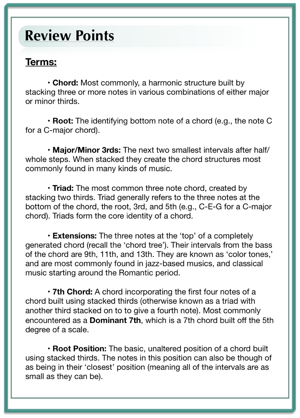 review points chords 1