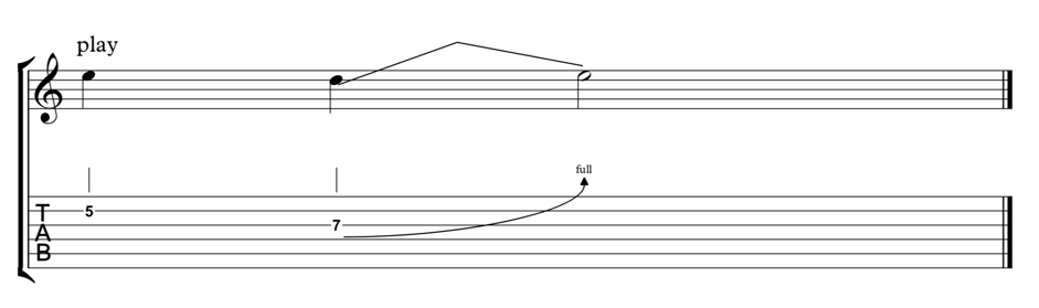 bending a minor pentatonic fifth, start from the fourth and bend up a full step until you reach the fifth