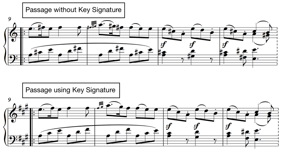 passage key signature passage without key signature